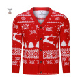 New Arrival High Quality Custom Jacquard Knit Long Christmas Wool Cardigan Men